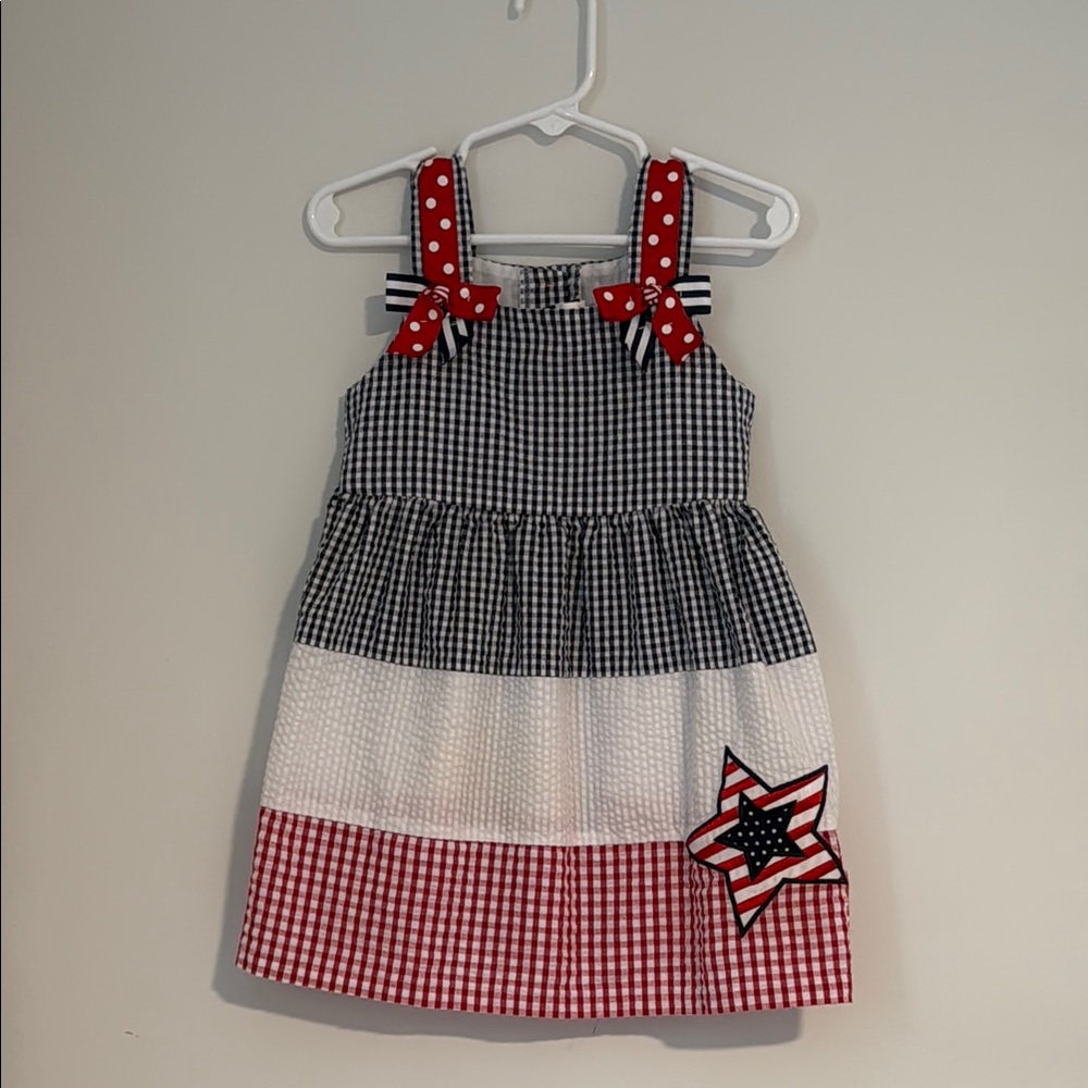 Red, White, and Blue Kids Dress with Star Detail